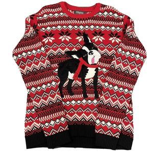 33 Degrees Boston Terrier Dog Ugly Christmas Sweater - Size M